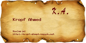 Kropf Ahmed névjegykártya